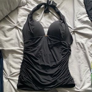 Victoria's Secret Black Halter Tankini Top M
